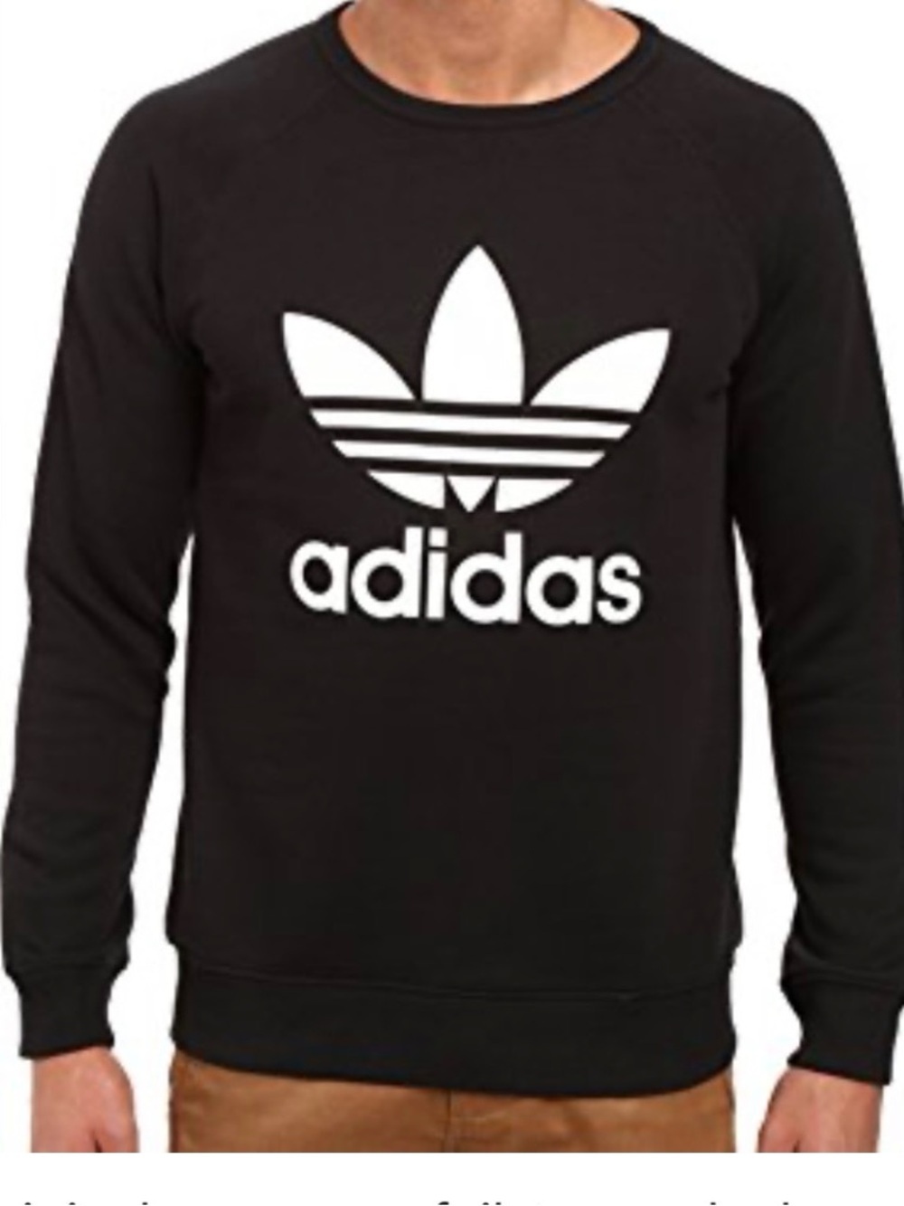 adidas Black Sweatshirt with White Trefoil Tag Size Large - Picture 3 of 7